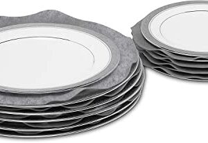 Felt Plate China Storage Dividers Protectors Grey Large Thick and Premium Soft (Round, Grey)