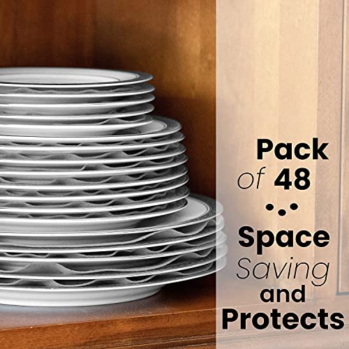 Felt Plate China Storage Dividers Protectors Grey Large Thick and Premium Soft (Round, Grey)