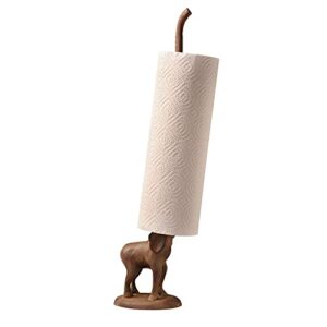 ART & ARTIFACT Elephant Paper Towel Holder - Cast Iron Bathroom Toilet Paper Holder, Standing TP Holder Elephant Decor - Paper Towel Stand