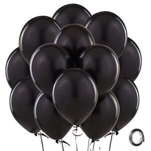 bezente black balloons latex party balloons – 100 pack 12 inch round helium balloons for black themed wedding graduation anniversary birthday party backdrop decorations