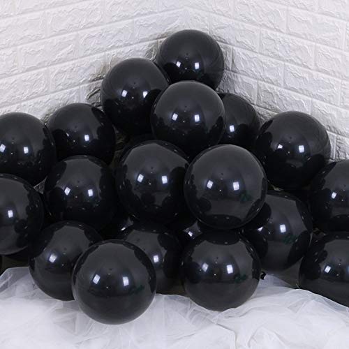 Bezente Black Balloons Latex Party Balloons - 100 Pack 12 inch Round Helium Balloons for Black Themed Wedding Graduation Anniversary Birthday Party Backdrop Decorations