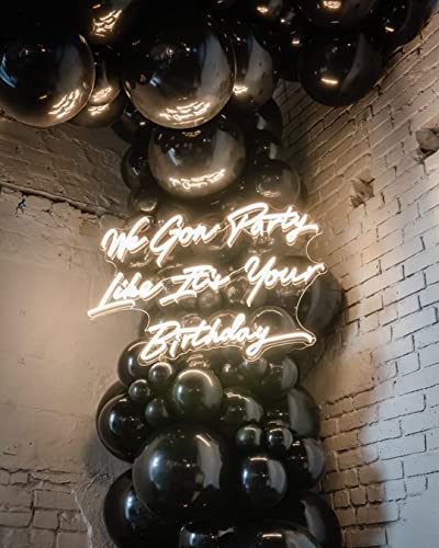 Bezente Black Balloons Latex Party Balloons - 100 Pack 12 inch Round Helium Balloons for Black Themed Wedding Graduation Anniversary Birthday Party Backdrop Decorations