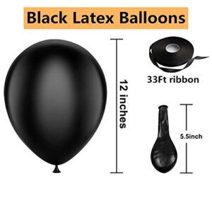 Bezente Black Balloons Latex Party Balloons - 100 Pack 12 inch Round Helium Balloons for Black Themed Wedding Graduation Anniversary Birthday Party Backdrop Decorations