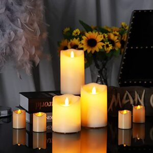 Flickering Flameless Candles Battery Operated Candles Waterproof Outdoor Candles Votives LED Candles Pack of 7 (D:3.25" x H:4" 5" 6") With Remote Cycling 24 Hours Timer Plastic Candles Battery Candles