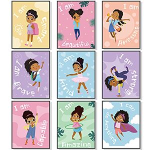 outus 9 pieces girls room decor black girl wall painting art decor motivational black girl posters girls bedroom motivational art paint for kids teen girls room wall decorations,unframed, 8 x 10 inch