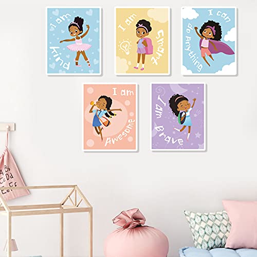 Outus 9 Pieces Girls Room Decor Black Girl Wall Painting Art Decor Motivational Black Girl Posters Girls Bedroom Motivational Art Paint for Kids Teen Girls Room Wall Decorations,Unframed, 8 x 10 Inch