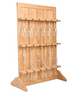 ikare champagne wall holder for party, 3-tier wooden champagne glass flute holder wall stand rack, wine glass holder rack floor standing, 18 glass drinks shelf, champagne tower stand wine rack display