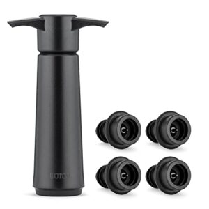 wotor wine saver with 4 vacuum stoppers, wine stopper, wine preserver, reusable bottle sealer keeps wine fresh, ideal wine accessories gift (wine pump + 4 stoppers)
