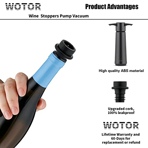 WOTOR Wine Saver with 4 Vacuum Stoppers, Wine Stopper, Wine Preserver, Reusable Bottle Sealer Keeps Wine Fresh, Ideal Wine Accessories Gift (Wine Pump + 4 stoppers)