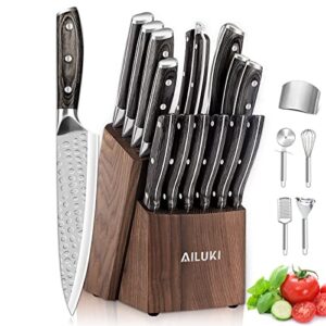 knife set,21 pcs kitchen knife set with block wooden,japanese stainless steel,professional chef knife set manual sharpening ultra sharp full tang handle design knife block set