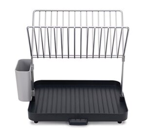 joseph joseph y-rack dish rack and drain board set with cutlery organizer drainer drying tray, large, gray