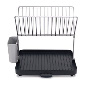 Joseph Joseph Y-Rack Dish Rack and Drain Board Set with Cutlery Organizer Drainer Drying Tray, Large, Gray