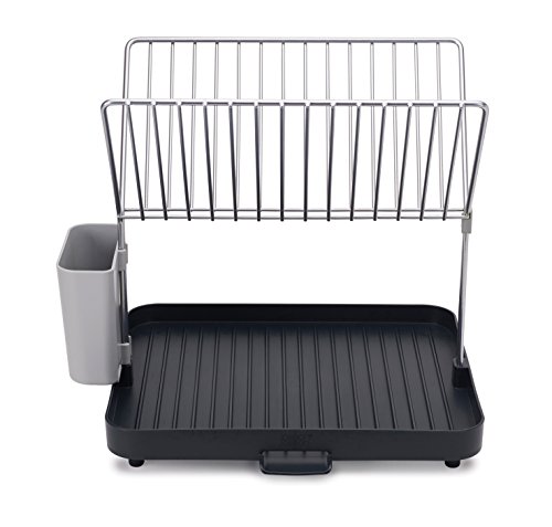 Joseph Joseph Y-Rack Dish Rack and Drain Board Set with Cutlery Organizer Drainer Drying Tray, Large, Gray