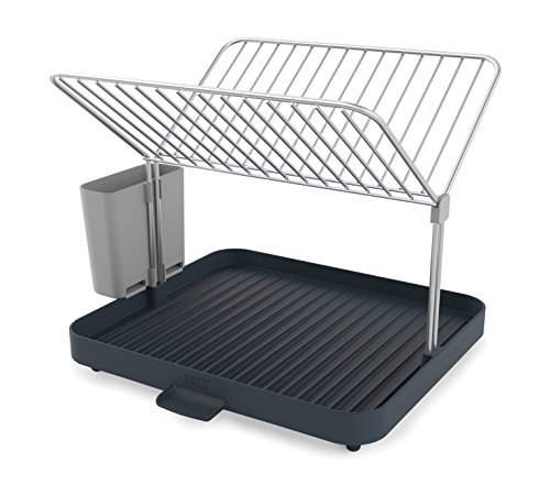 Joseph Joseph Y-Rack Dish Rack and Drain Board Set with Cutlery Organizer Drainer Drying Tray, Large, Gray
