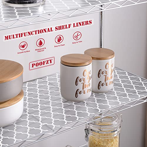 Poofzy Wire Shelf Liners Set of 5 Rolled, Non-Adhesive Waterproof Easy Liner for Kitchen and Pantry (14 Inch x 30 Inch)