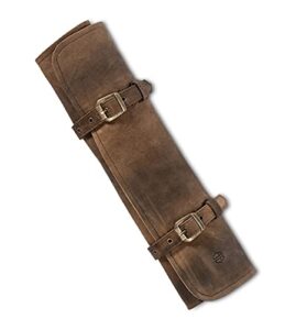 knife roll bag genuine leather – chef`s knife bag 7 slots – leather knife case sam (dark-brown/antique)