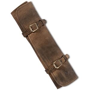 Knife Roll Bag Genuine Leather – Chef`s knife bag 7 slots – Leather Knife Case Sam (dark-brown/antique)