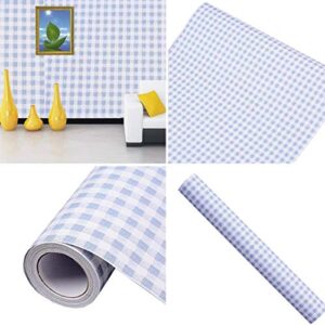 self adhesive vinyl decorative blue gingham contact paper shelf and drawer liner 17.7×78 inch