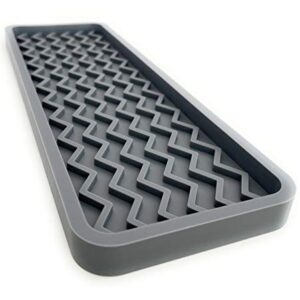 Happitasa Silicone Kitchen Sink Organizer Tray and Sponge Holder | Zigzag Style (Cool Grey, 12" x 4")