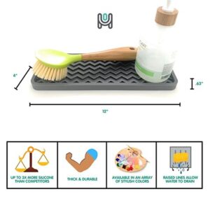 Happitasa Silicone Kitchen Sink Organizer Tray and Sponge Holder | Zigzag Style (Cool Grey, 12" x 4")