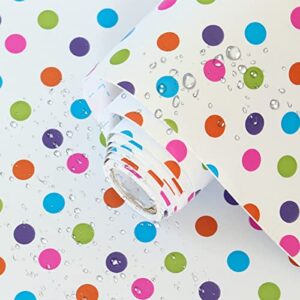 17.7″ x 78.7″ colorful dot contact paper self adhesive shelf liner sticker peel and stick polka dot wallpaper self adhesive vinyl contact paper for wall bed room furniture kitchen cabinet countertop