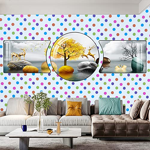 17.7" x 78.7" Colorful Dot Contact Paper Self Adhesive Shelf Liner Sticker Peel and Stick Polka Dot Wallpaper Self Adhesive Vinyl Contact Paper for Wall Bed Room Furniture Kitchen Cabinet Countertop