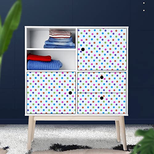 17.7" x 78.7" Colorful Dot Contact Paper Self Adhesive Shelf Liner Sticker Peel and Stick Polka Dot Wallpaper Self Adhesive Vinyl Contact Paper for Wall Bed Room Furniture Kitchen Cabinet Countertop