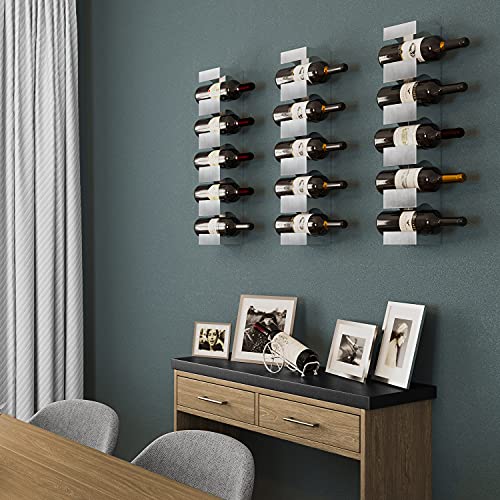 brightmaison Alex Wine Rack Wall Mounted, Wine Bottle Holder for 5 Bottles, Kitchen Organization and Wine Storage Stainless Steel