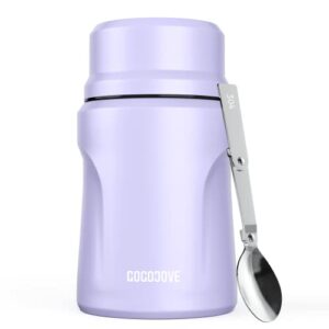 gogojove thermoses for hot food,16 oz insulated lunch containers food jar for kids/adult leak proof vacuum stainless steel keep hot/cold for school office travel outdoors light purple