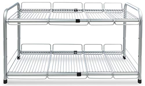 Surpahs 2 Tier Under Sink Expandable Shelf Organizer, Storage Rack (Silver)