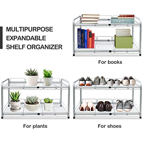 Surpahs 2 Tier Under Sink Expandable Shelf Organizer, Storage Rack (Silver)