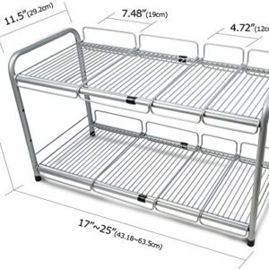 Surpahs 2 Tier Under Sink Expandable Shelf Organizer, Storage Rack (Silver)