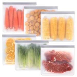 splf bpa free reusable storage bags, 6 pack reusable gallon freezer bags, extra thick leakproof silicone and plastic free for marinate meats, cereal, sandwich, snack, travel items, home organization