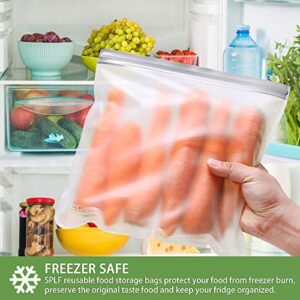 SPLF BPA FREE Reusable Storage Bags, 6 Pack Reusable Gallon Freezer Bags, Extra Thick Leakproof Silicone and Plastic Free for Marinate Meats, Cereal, Sandwich, Snack, Travel Items, Home Organization