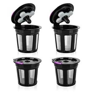 maxrona reusable k cups for keurig supreme multistream series-4 packs universal compatible with keurig reusable coffee pods-leakproof refillable k cups for all keurig 2.0 & 1.0 brewers, bpa free