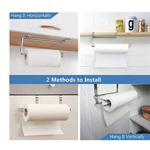 Paper Towel Holder JSVER Roll Paper Towel Rack, Stainless Steel Kitchen Towel Holder, Under Cabinet Paper Towel Holder, Hanging Paper Towel Holder for Kitchen, Utility Room, Pantry, Bathroom