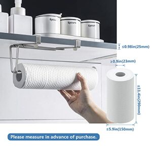 Paper Towel Holder JSVER Roll Paper Towel Rack, Stainless Steel Kitchen Towel Holder, Under Cabinet Paper Towel Holder, Hanging Paper Towel Holder for Kitchen, Utility Room, Pantry, Bathroom