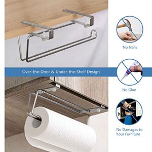 Paper Towel Holder JSVER Roll Paper Towel Rack, Stainless Steel Kitchen Towel Holder, Under Cabinet Paper Towel Holder, Hanging Paper Towel Holder for Kitchen, Utility Room, Pantry, Bathroom