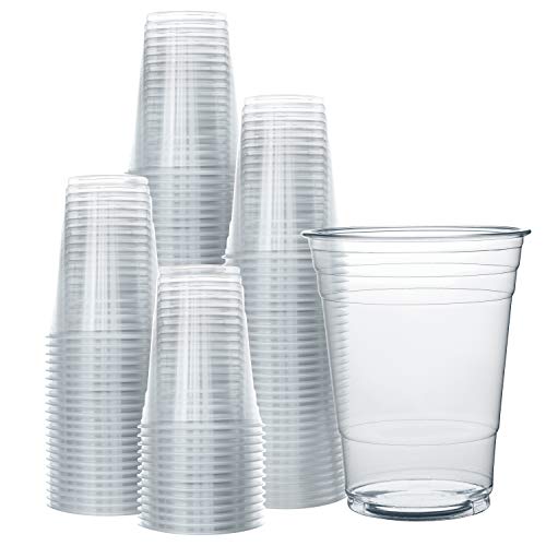 200 Clear Plastic Cups | 16 oz Plastic Cups | Disposable Cups | PET Clear Cups | Plastic Water Cups | Plastic Beer Glass | Clear Plastic Party Cups