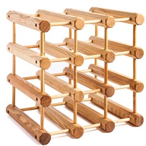 J.K. Adams Wood Stackable Modular Wine Rack Storage Holder with Natural Pins, 12 Bottle, Ash