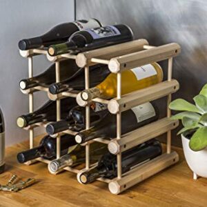 J.K. Adams Wood Stackable Modular Wine Rack Storage Holder with Natural Pins, 12 Bottle, Ash