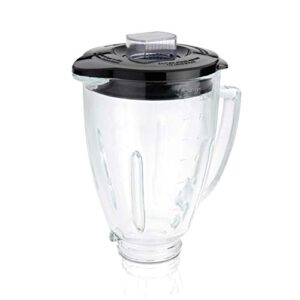 oster blender 6-cup glass jar, lid, black and clear
