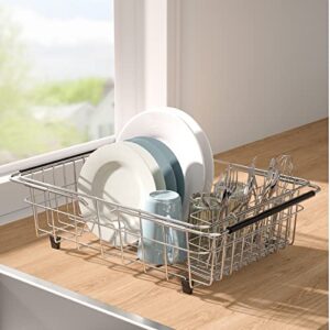 fawego expandable sink dish drying rack adjustable 304 stainless steel in sink dish drainer, rustproof dish rack for sink or counter top