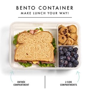 LOTG by Fit + Fresh Bento Box Kit, Three-Compartment Lunch Container Includes 2 Slim Ice Packs, Reusable & Leak-Resistant, Perfect for Insulated Lunch Bag, Lunch Box & More, Navy