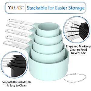 TILUCK Measuring Cups & Spoons Set, Stackable Cups and Spoons, Nesting Measure Cups with Stainless Steel Handle, Kitchen Gadgets for Cooking & Baking (5+5, green)