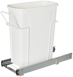 knape & vogt rs-psw9-1-20-w 17 in. h x 8 in. w x d steel in-cabinet 20 qt. single white pull out trash can