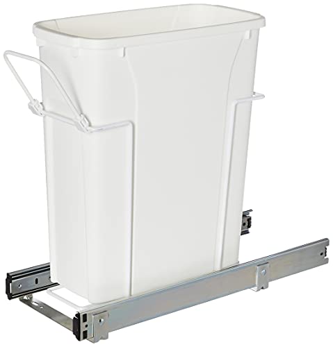 Knape & Vogt RS-PSW9-1-20-W 17 in. H x 8 in. W x D Steel in-Cabinet 20 Qt. Single White Pull Out Trash Can