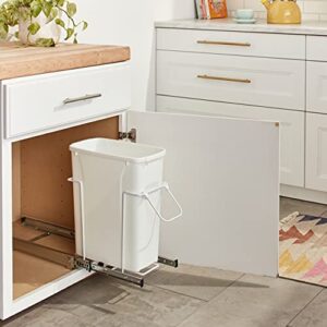 Knape & Vogt RS-PSW9-1-20-W 17 in. H x 8 in. W x D Steel in-Cabinet 20 Qt. Single White Pull Out Trash Can