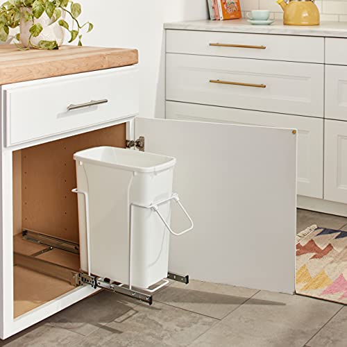 Knape & Vogt RS-PSW9-1-20-W 17 in. H x 8 in. W x D Steel in-Cabinet 20 Qt. Single White Pull Out Trash Can