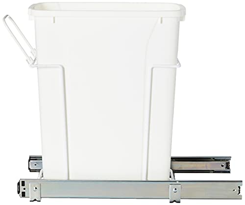 Knape & Vogt RS-PSW9-1-20-W 17 in. H x 8 in. W x D Steel in-Cabinet 20 Qt. Single White Pull Out Trash Can